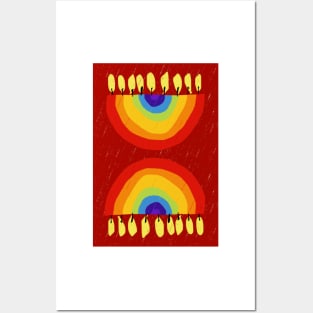 Rainbow Chanukiah Red Print Posters and Art